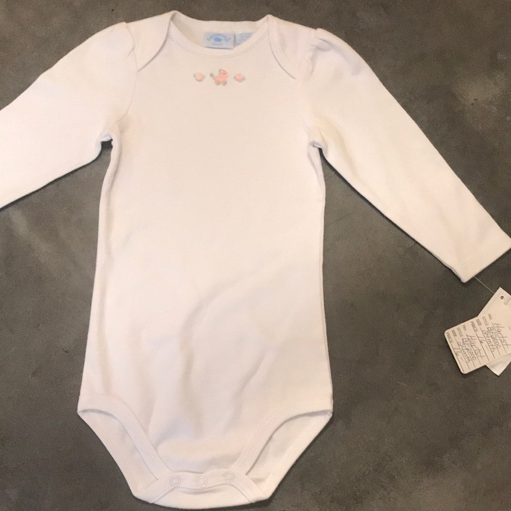Hartstrings baby white onesie w/embroidery